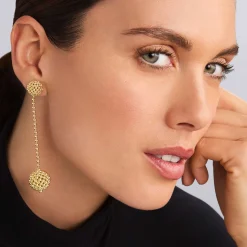18K Gold Caviar Ball Drop Earrings