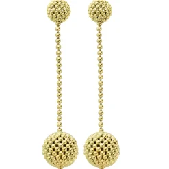 18K Gold Caviar Ball Drop Earrings