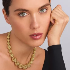 18K Gold Caviar Beaded Ball Necklace