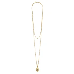 18K Gold Caviar Beaded Pendant Necklace