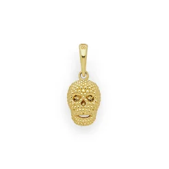 18K Gold Caviar Beaded Skull Amulet