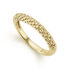18K Gold Caviar Beaded Stacking Ring