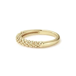 18K Gold Caviar Beaded Stacking Ring