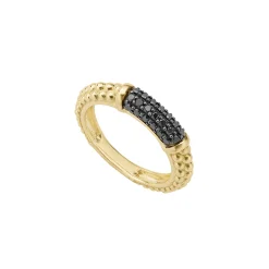 18K Gold Caviar Black Diamond Stacking Ring