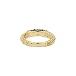 18K Gold Caviar Black Diamond Stacking Ring