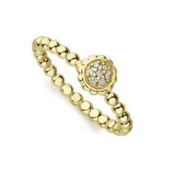18K Gold Caviar Diamond Ring