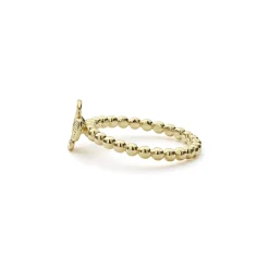18K Gold Caviar Flower Diamond Ring