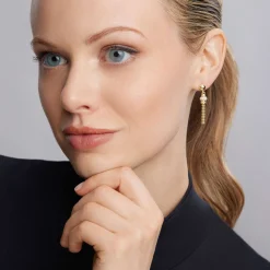 18K Gold Caviar Tassel Diamond Earrings