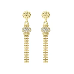 18K Gold Caviar Tassel Diamond Earrings