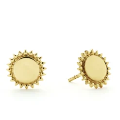 18K Gold Circle Stud Earrings