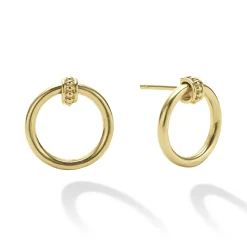 18K Gold Circle Stud Earrings