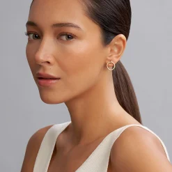 18K Gold Circle Stud Earrings