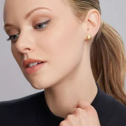 18K Gold Circle Stud Earrings