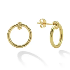 18K Gold Circle Stud Earrings