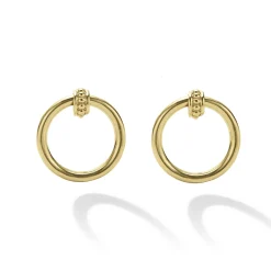 18K Gold Circle Stud Earrings