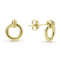 18K Gold Circle Stud Earrings