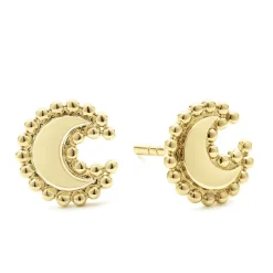 18K Gold Crescent Stud Earrings