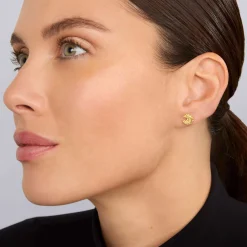 18K Gold Crescent Stud Earrings