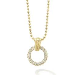 18K Gold Diamond Circle Pendant Necklace