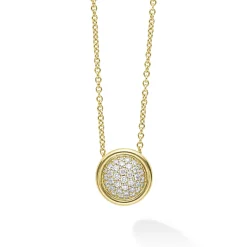 18K Gold Diamond Circle Pendant Necklace