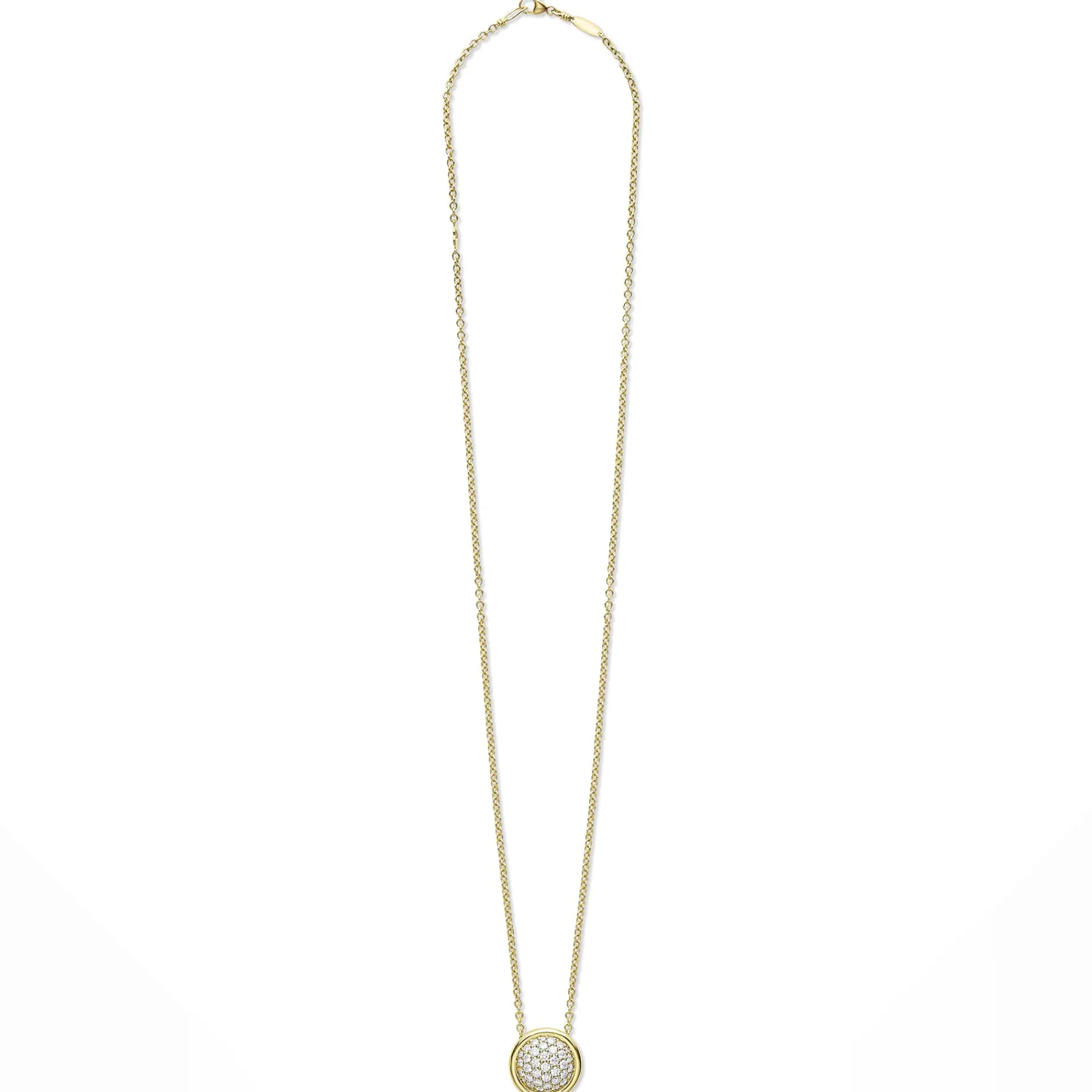 18K Gold Diamond Circle Pendant Necklace