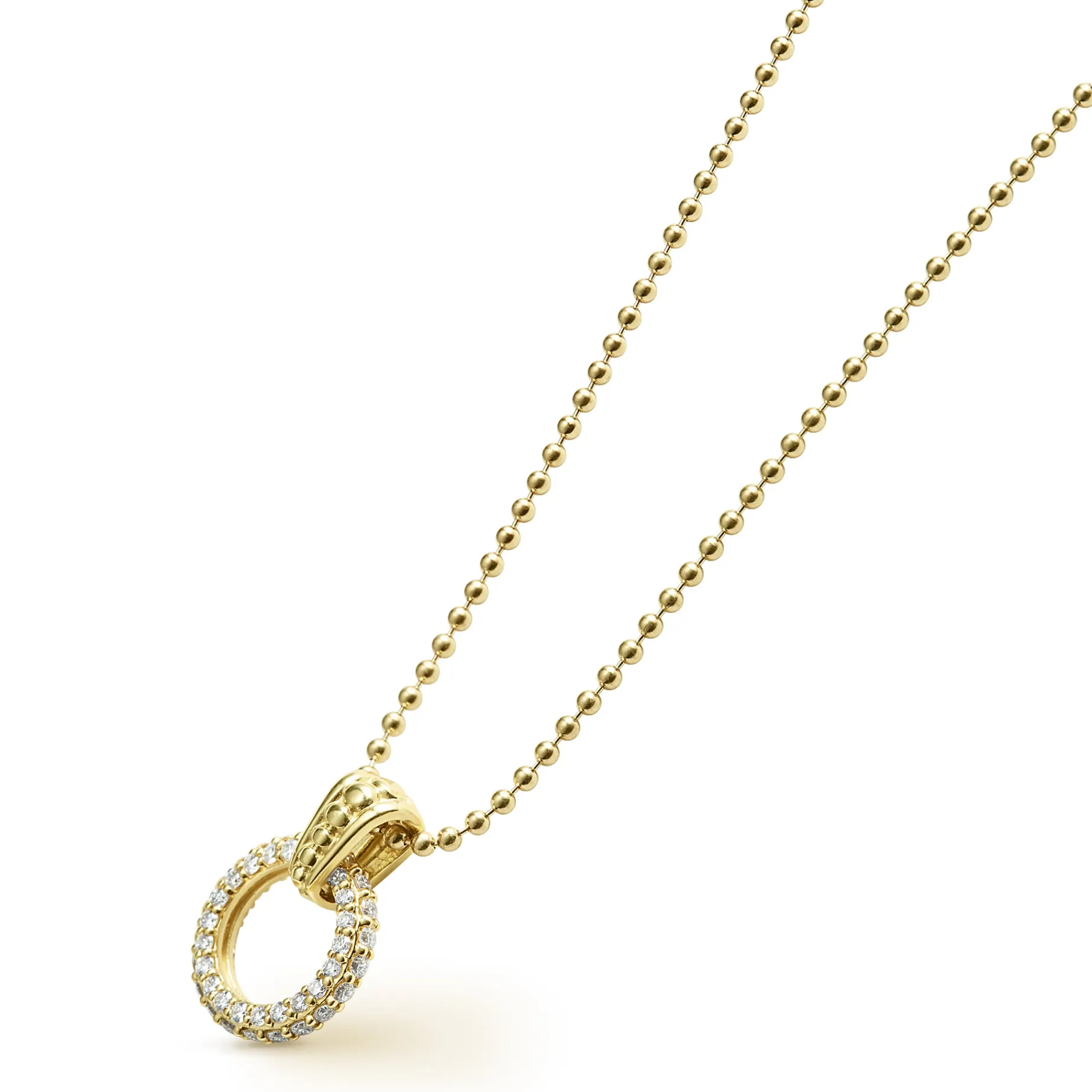 18K Gold Diamond Circle Pendant Necklace