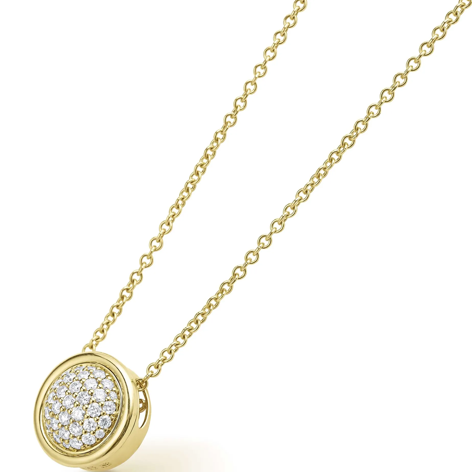 18K Gold Diamond Circle Pendant Necklace