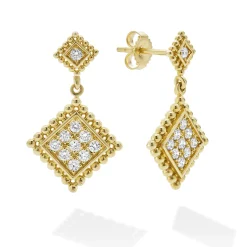 18K Gold Diamond Drop Earrings