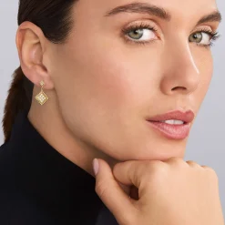 18K Gold Diamond Drop Earrings