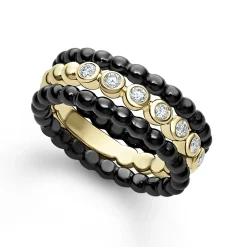 18K Gold Diamond Stacking Ring Set