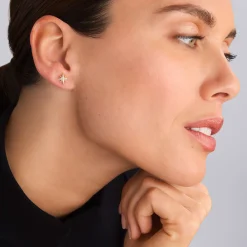18K Gold Diamond Stud Earrings