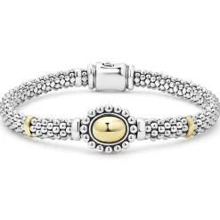 18K Gold Dome Caviar Bracelet | 6mm