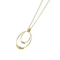 18K Gold Double Circle Bead Pendant Necklace