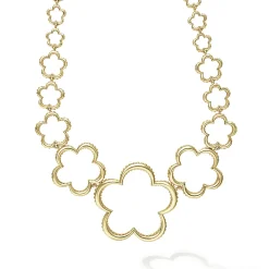 18K Gold Floral Link Necklace