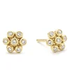 18K Gold Flower Diamond Stud Earrings