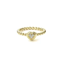 18K Gold Heart Diamond Ring