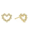 18K Gold Heart Diamond Stud Earrings