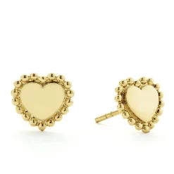18K Gold Heart Stud Earrings