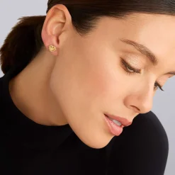 18K Gold Heart Stud Earrings