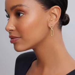 18K Gold Link Drop Earrings