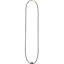 18K Gold Single Black Pearl Necklace