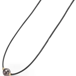 18K Gold Single Black Pearl Necklace