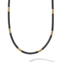 18K Gold Small Station Ceramic Beaded Necklace | 3mm