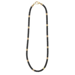 18K Gold Small Station Ceramic Beaded Necklace | 5mm