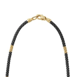18K Gold Small Station Ceramic Beaded Necklace | 3mm