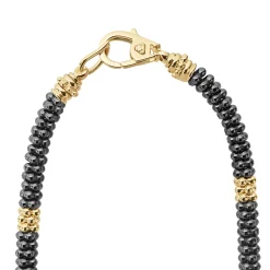 18K Gold Small Station Ceramic Beaded Necklace | 5mm