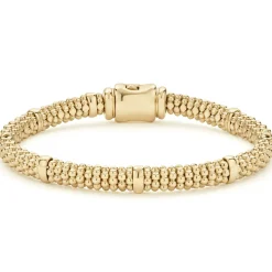 18K Gold Station Caviar Bracelet | 6mm