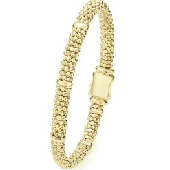 18K Gold Station Caviar Bracelet | 6mm