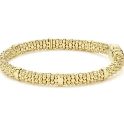 18K Gold Station Caviar Bracelet | 6mm