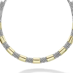 18K Gold Station Caviar Necklace | 12mm